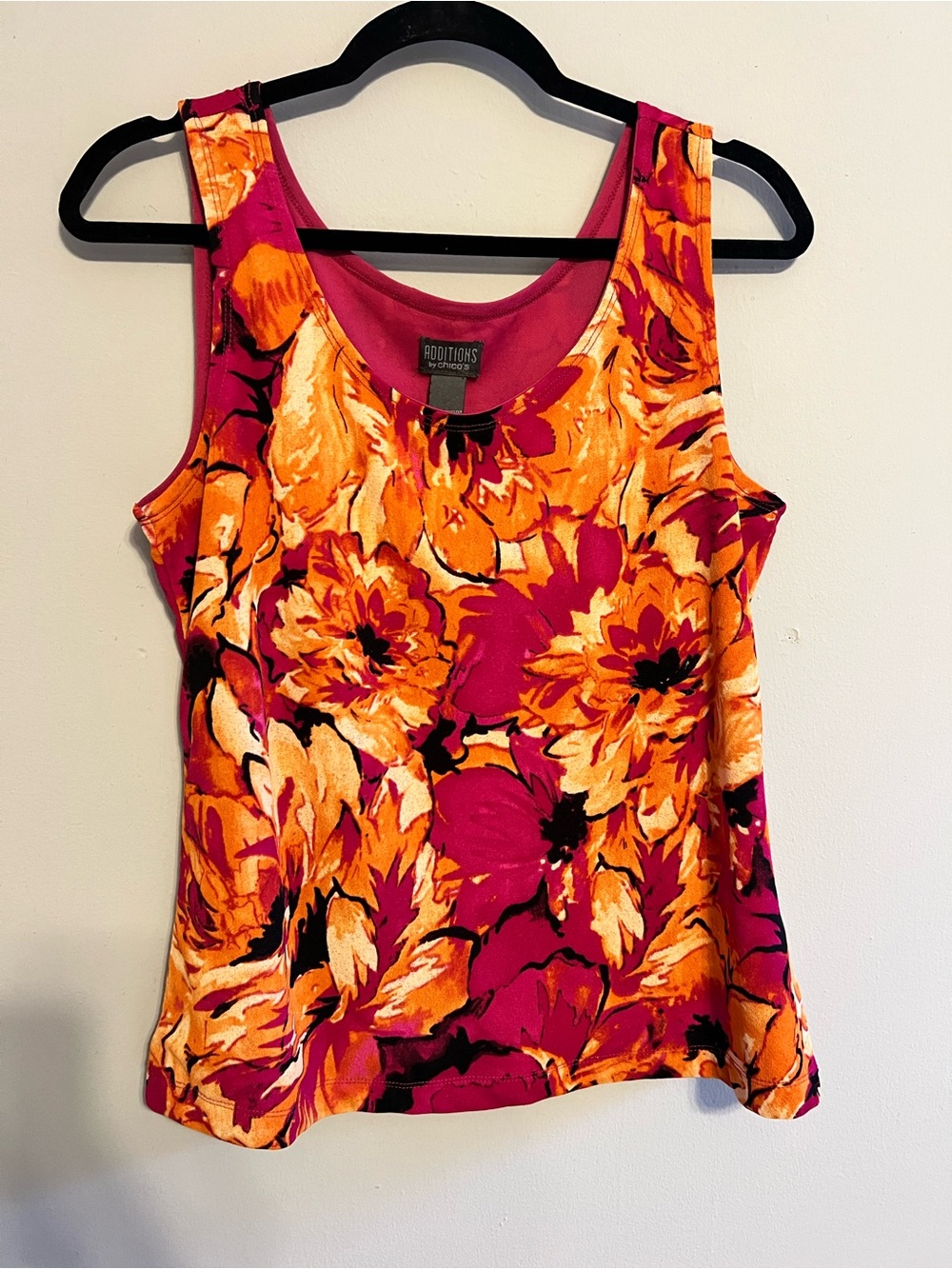Chico's Bright Fuchsia and Orange Floral Tank